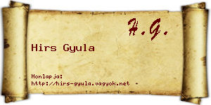 Hirs Gyula névjegykártya