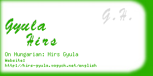 gyula hirs business card